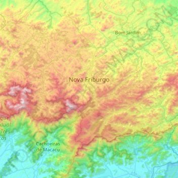 Carte topographique Nova Friburgo, altitude, relief