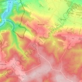 Carte topographique Winenne, altitude, relief