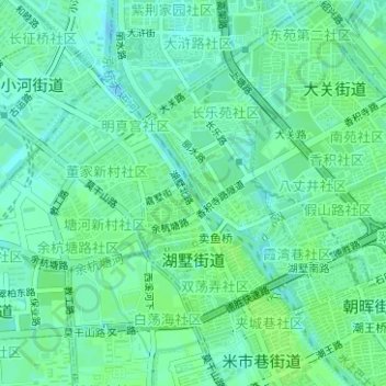 Carte topographique 湖墅街道, altitude, relief