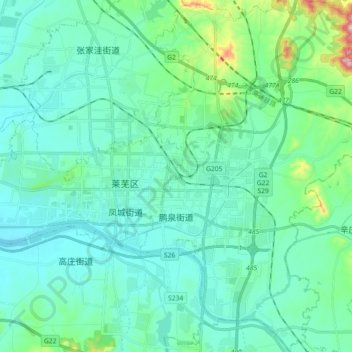 Carte topographique 鹏泉街道, altitude, relief