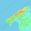 Carte topographique Serra de Tramuntana, altitude, relief