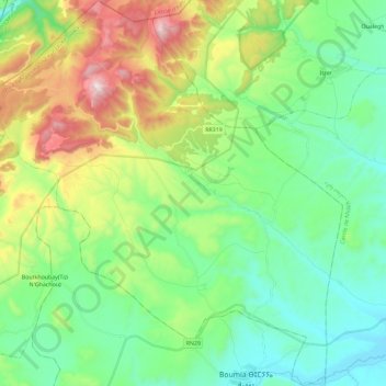 Carte topographique Tanourdi, altitude, relief