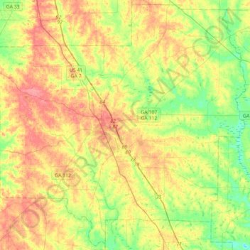 Carte topographique Turner County, altitude, relief