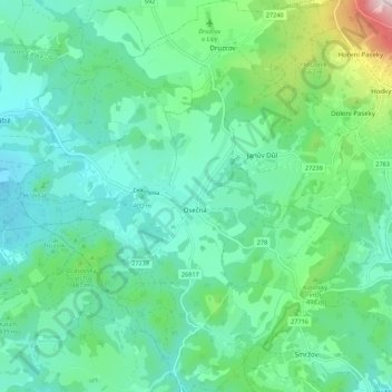 Carte topographique Oschitz, altitude, relief