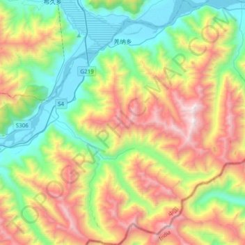 Carte topographique Qanag, altitude, relief