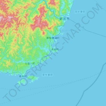 Carte topographique Nachikatsuura, altitude, relief
