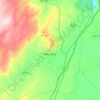 Carte topographique Marialva, altitude, relief