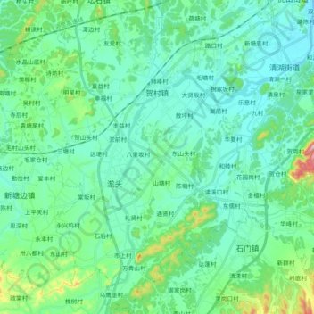 Carte topographique 贺村镇, altitude, relief