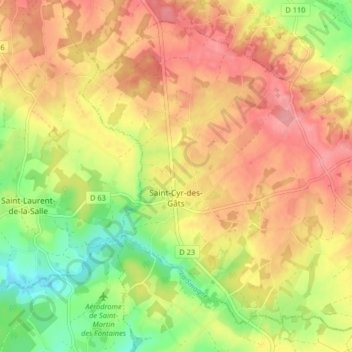 Carte topographique Saint-Cyr-des-Gâts, altitude, relief