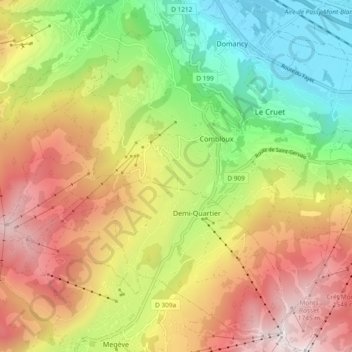 Carte topographique 74920, altitude, relief