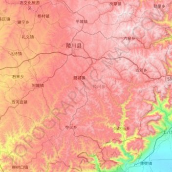 Carte topographique 陵川县, altitude, relief