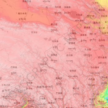 Carte topographique 三江源国家级自然保护区, altitude, relief