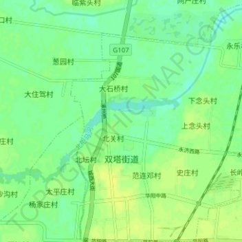 Carte topographique 双塔街道, altitude, relief