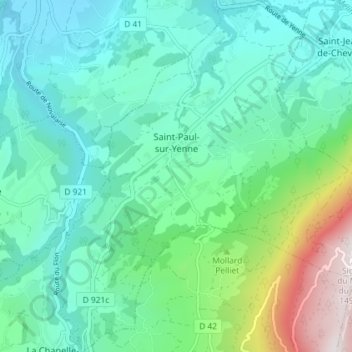 Carte topographique Saint-Paul-sur-Yenne, altitude, relief