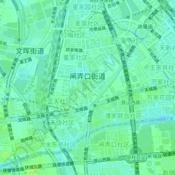 Carte topographique 闸弄口街道, altitude, relief