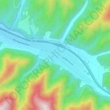 Carte topographique Osburn, altitude, relief