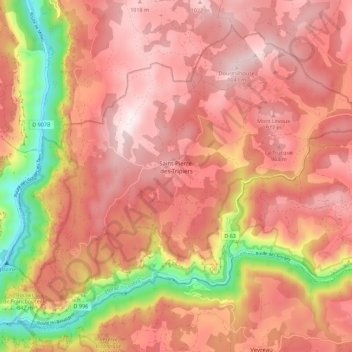 Carte topographique Saint-Pierre-des-Tripiers, altitude, relief