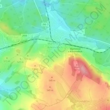 Carte topographique Merzdorf, altitude, relief