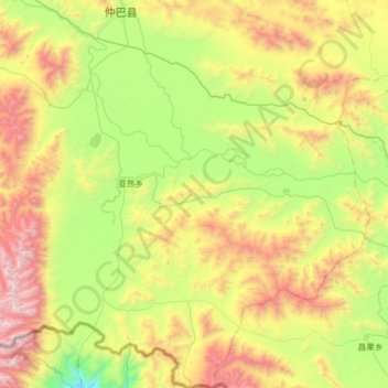 Carte topographique 亚热乡, altitude, relief