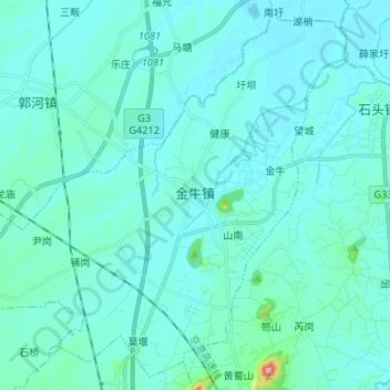 Carte topographique 金牛镇, altitude, relief