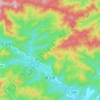 Carte topographique 陈汉乡, altitude, relief