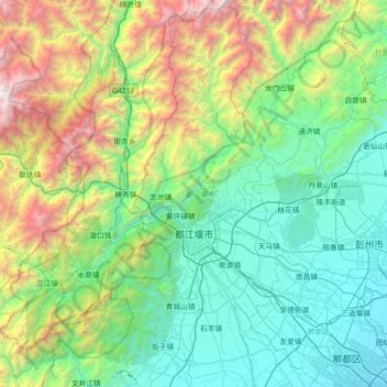 Carte topographique 都江堰市, altitude, relief