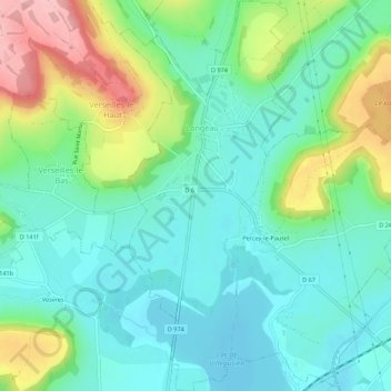 Carte topographique Longeau, altitude, relief