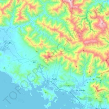 Carte topographique Païta, altitude, relief