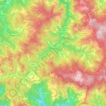 Carte topographique Rezzoaglio, altitude, relief