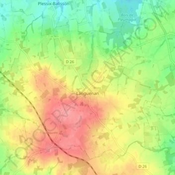 Carte topographique Languenan, altitude, relief