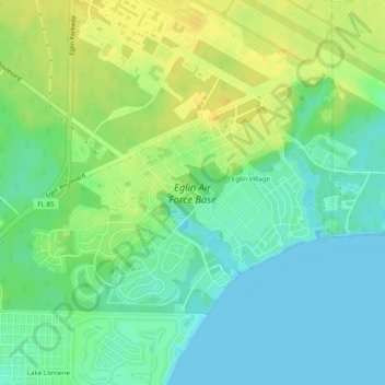 Carte topographique Eglin Air Force Base, altitude, relief