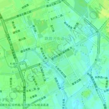 Carte topographique 跳蹬河街道, altitude, relief
