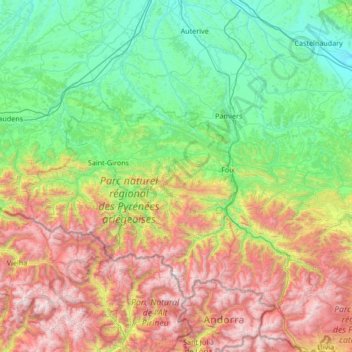 Carte topographique Ariège, altitude, relief