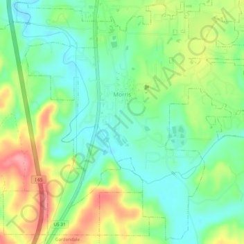 Carte topographique Morris, altitude, relief