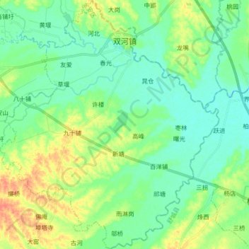 Carte topographique 双河镇, altitude, relief