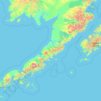 Carte topographique Alaska Peninsula, altitude, relief