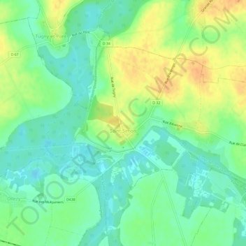 Carte topographique Saint-Simon, altitude, relief