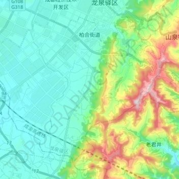 Carte topographique 柏合街道, altitude, relief