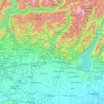 Carte topographique Fiume Oglio, altitude, relief