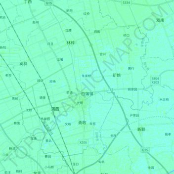 Carte topographique 白蒲镇, altitude, relief