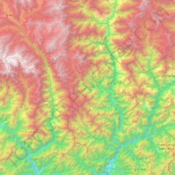 Carte topographique Mongar, altitude, relief