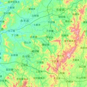 Carte topographique 永丰县, altitude, relief
