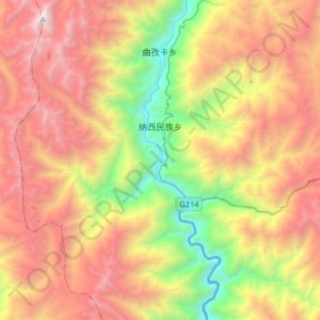 Carte topographique 纳西民族乡, altitude, relief