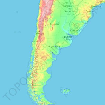 Carte topographique Argentina, altitude, relief