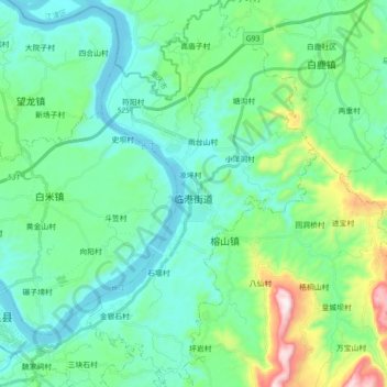 Carte topographique 临港街道, altitude, relief