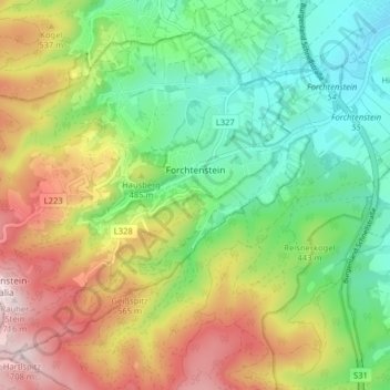 Carte topographique Forchtenstein, altitude, relief