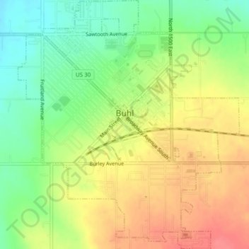 Carte topographique Buhl, altitude, relief