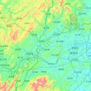 Carte topographique 涟源市, altitude, relief