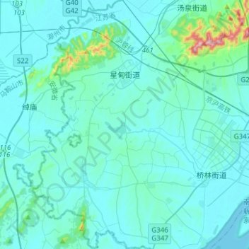 Carte topographique 星甸街道, altitude, relief