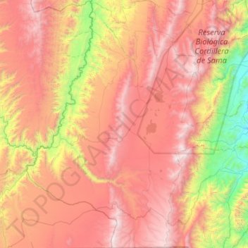 Carte topographique Municipio Yunchará, altitude, relief